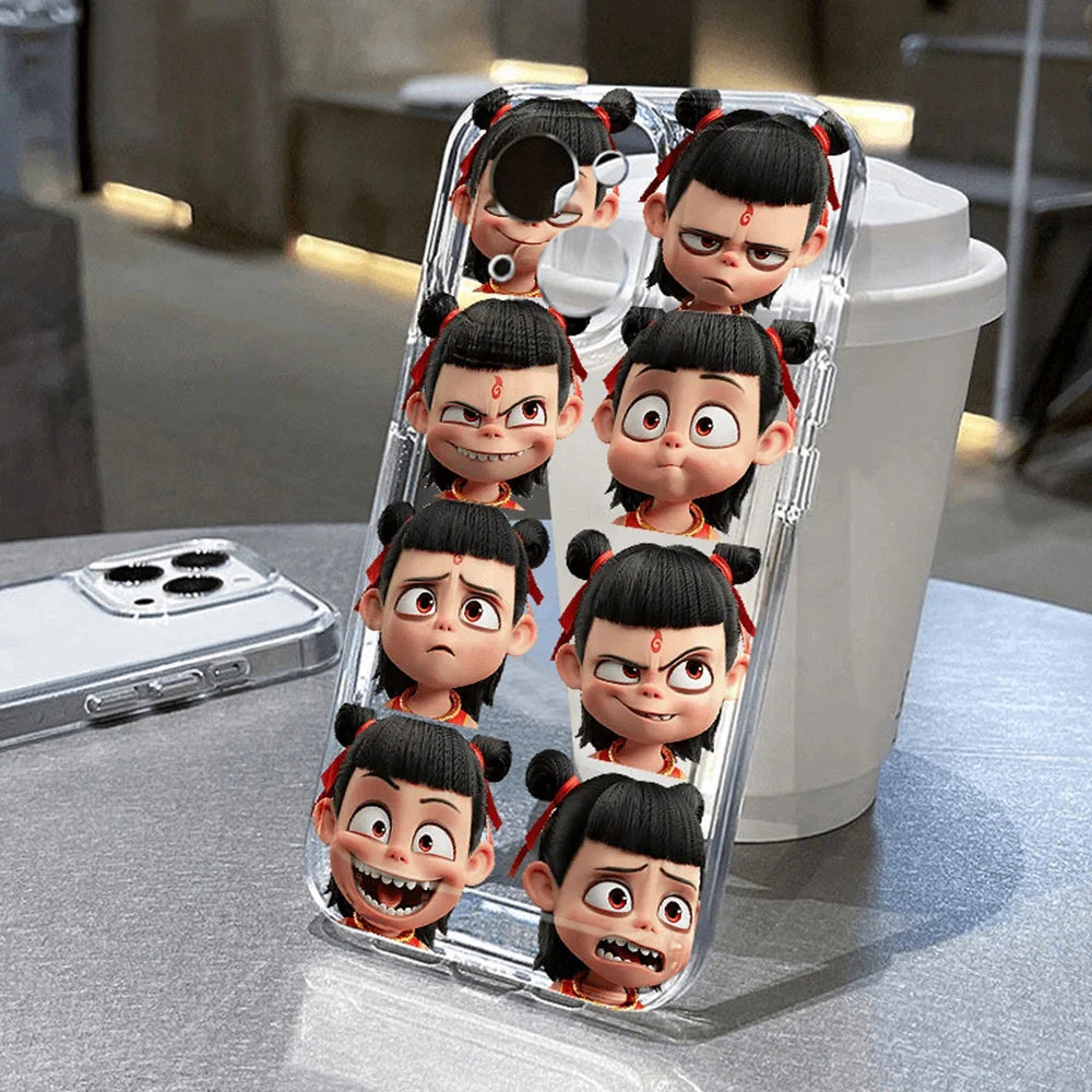 Nezha 2 Cartoon Transparent Phone Case for iPhone