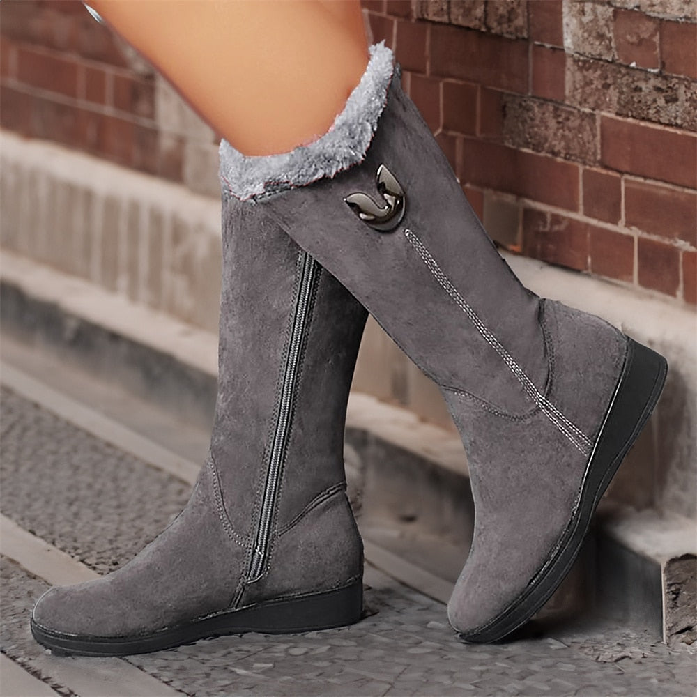 Women's Black Suede Winter Boots