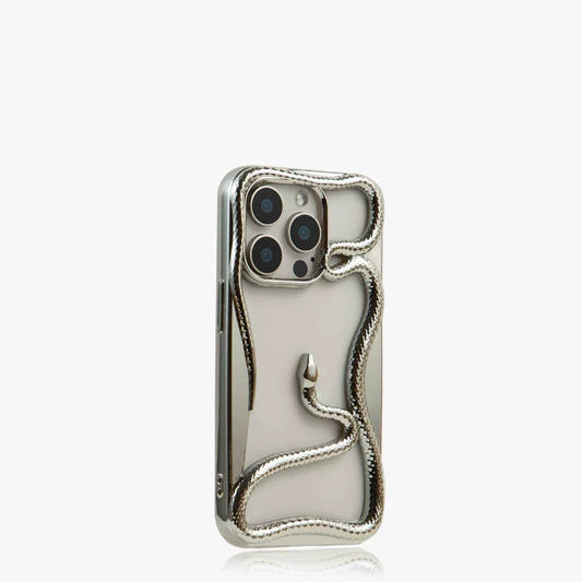 New electroplated silver snake hollow series IPHONE protective case