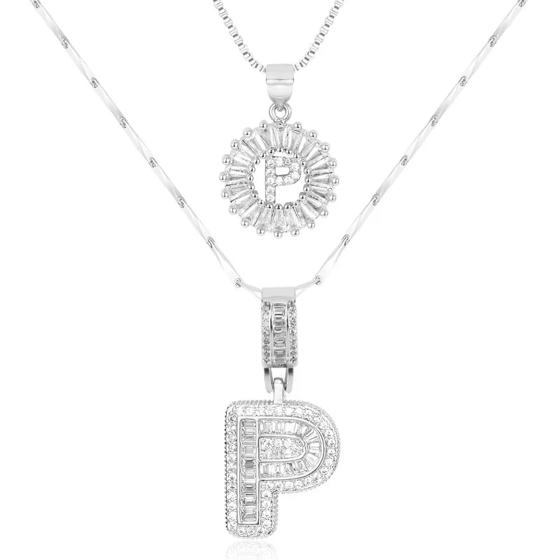 2 Pack - Initial Letter Pendant Necklaces