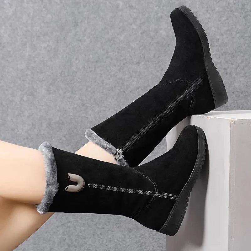 Women's Black Suede Winter Boots