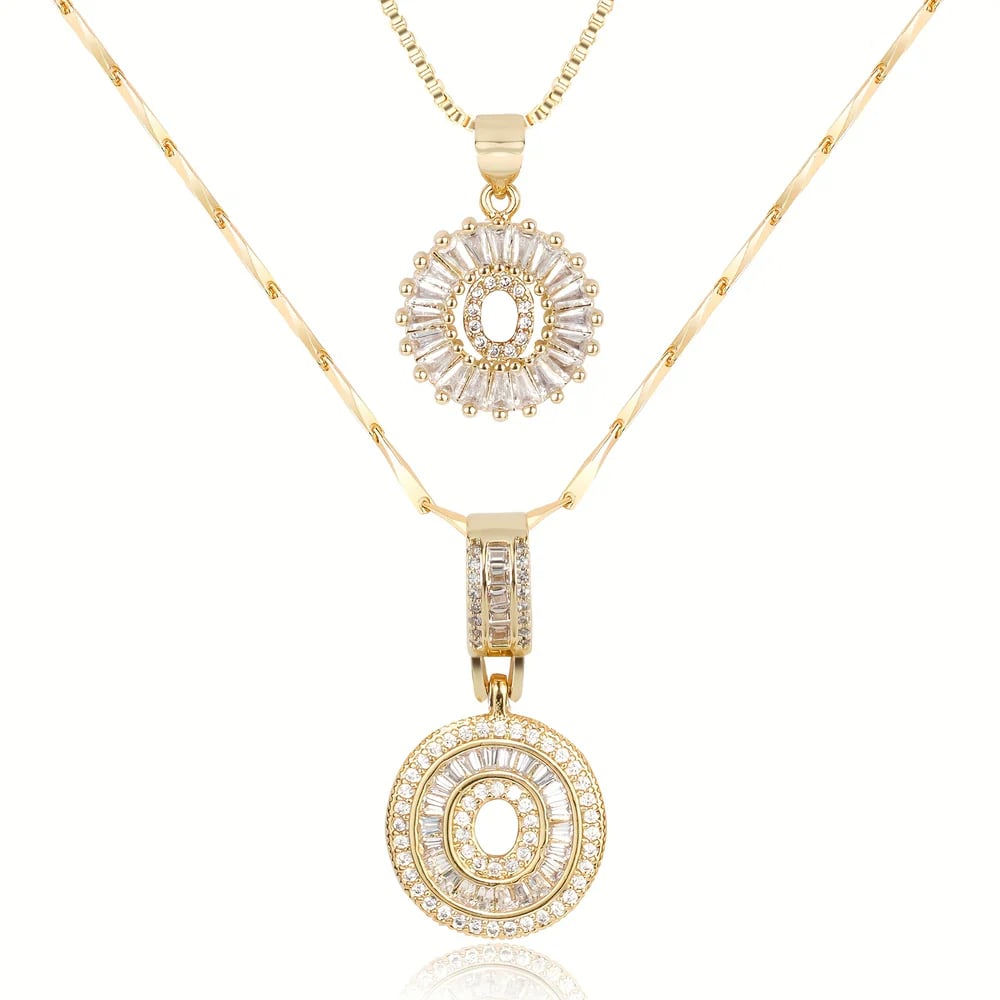 2 Pack - Initial Letter Pendant Necklaces