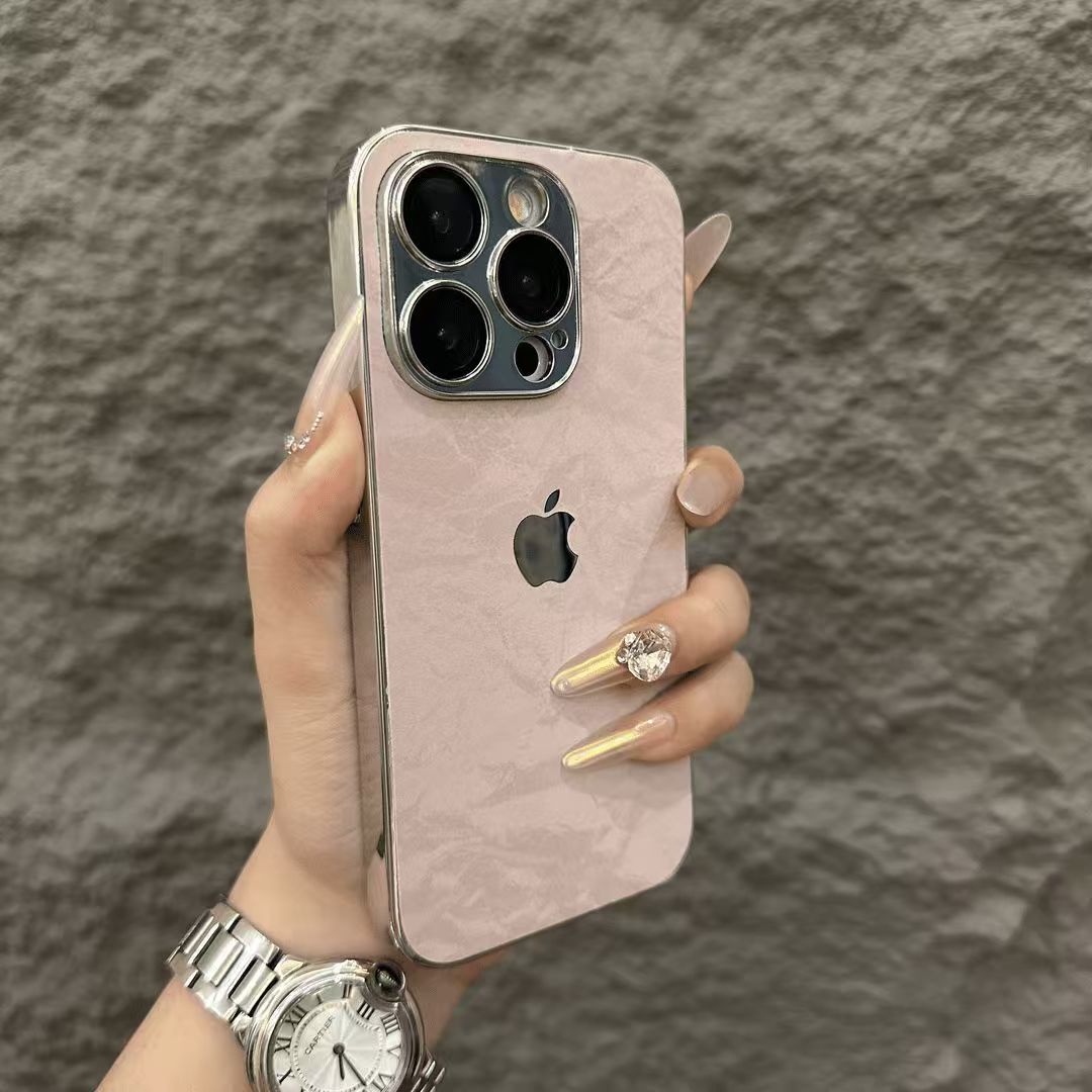 Flannel electroplated silver edge iPhone protective case
