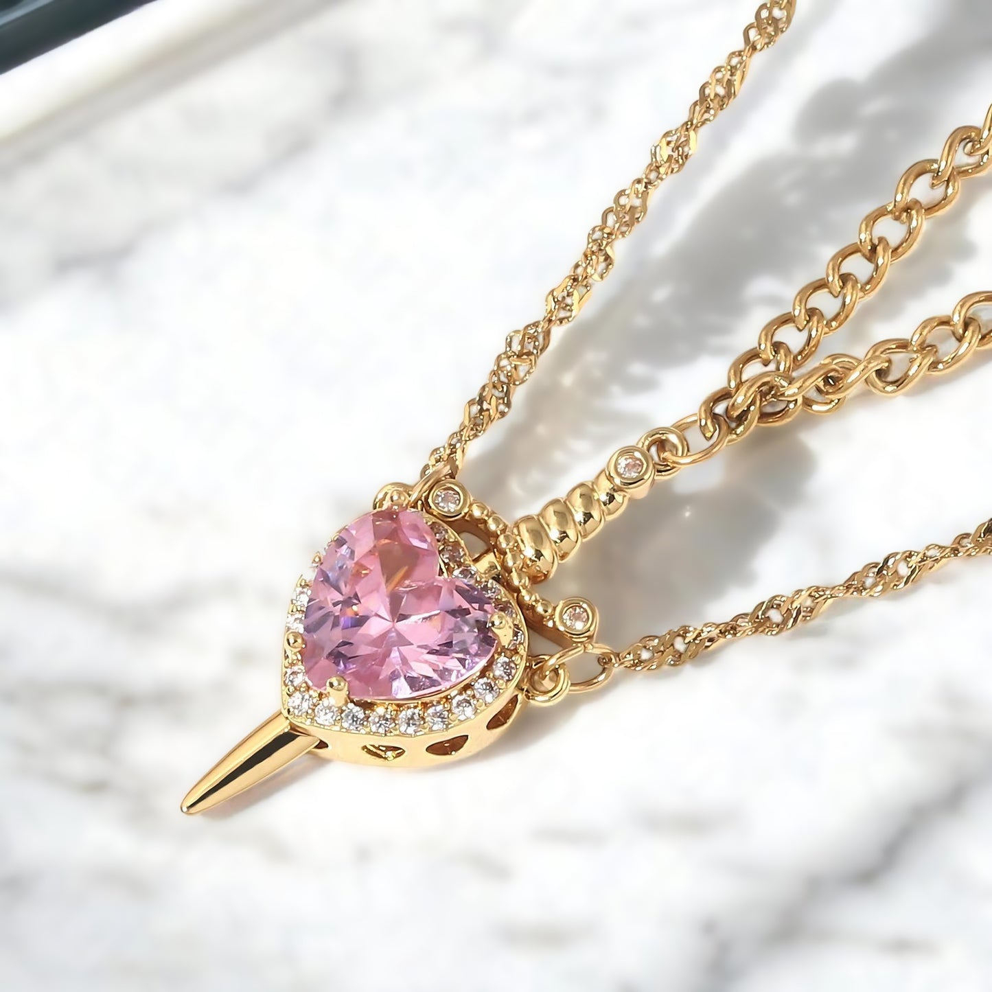 🌹Valentine's Day sale💝Heart and Sword Pendant Necklace - Couple Necklaces