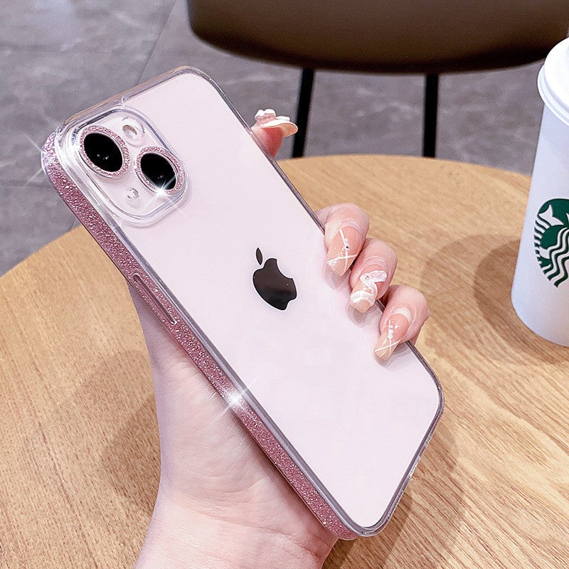 Glitter Bezel Case Transparent for iPhone Apple Creative Mirror Glass Protective Case