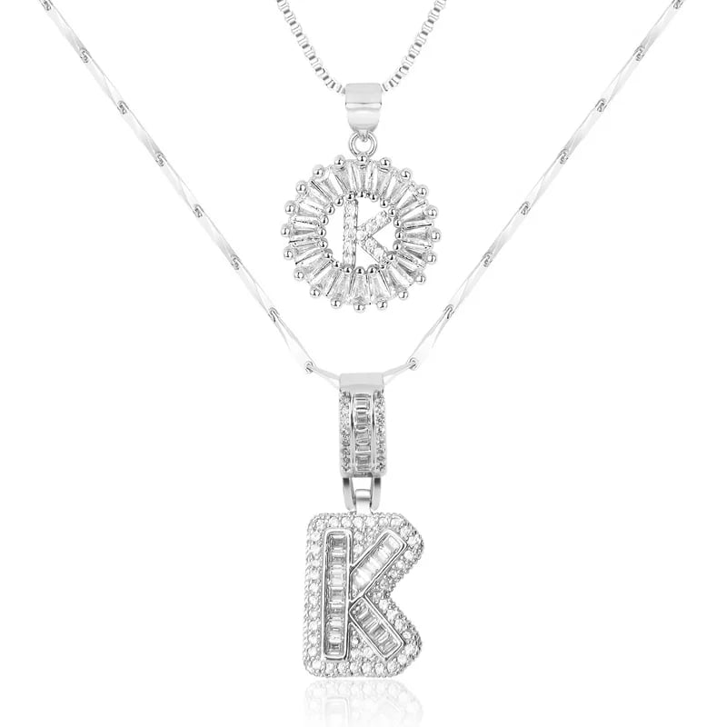 2 Pack - Initial Letter Pendant Necklaces