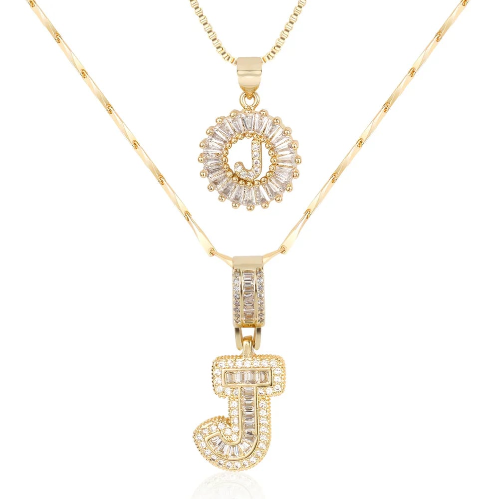 2 Pack - Initial Letter Pendant Necklaces
