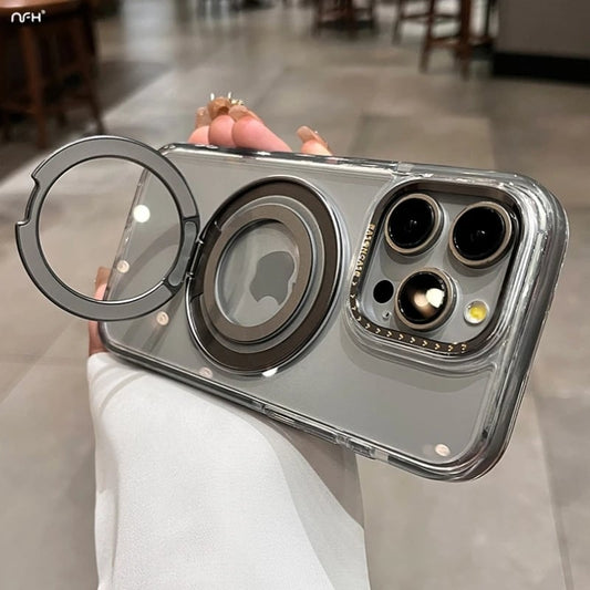 Luxury Magsafe Magnetic Transparent 360°Rotating Holder Stand Phone Case