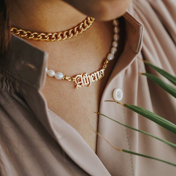 Personalized Pearl Name Necklace