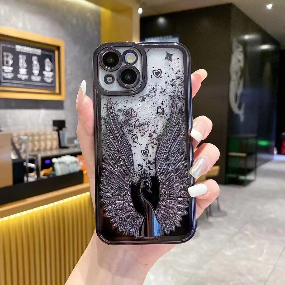 Swan Flash Powder Flush Sand phone case