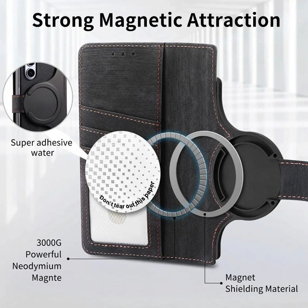 2 in1 Magnetic Zipper Leather Wallet Phone Case