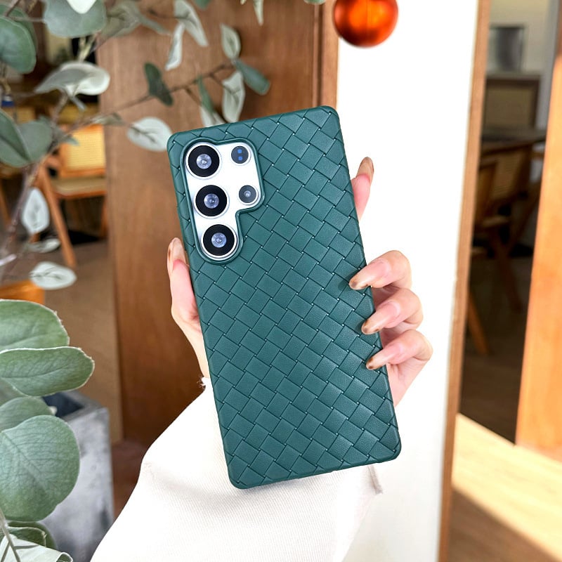 Premium Solid Color Woven Soft Leather Case