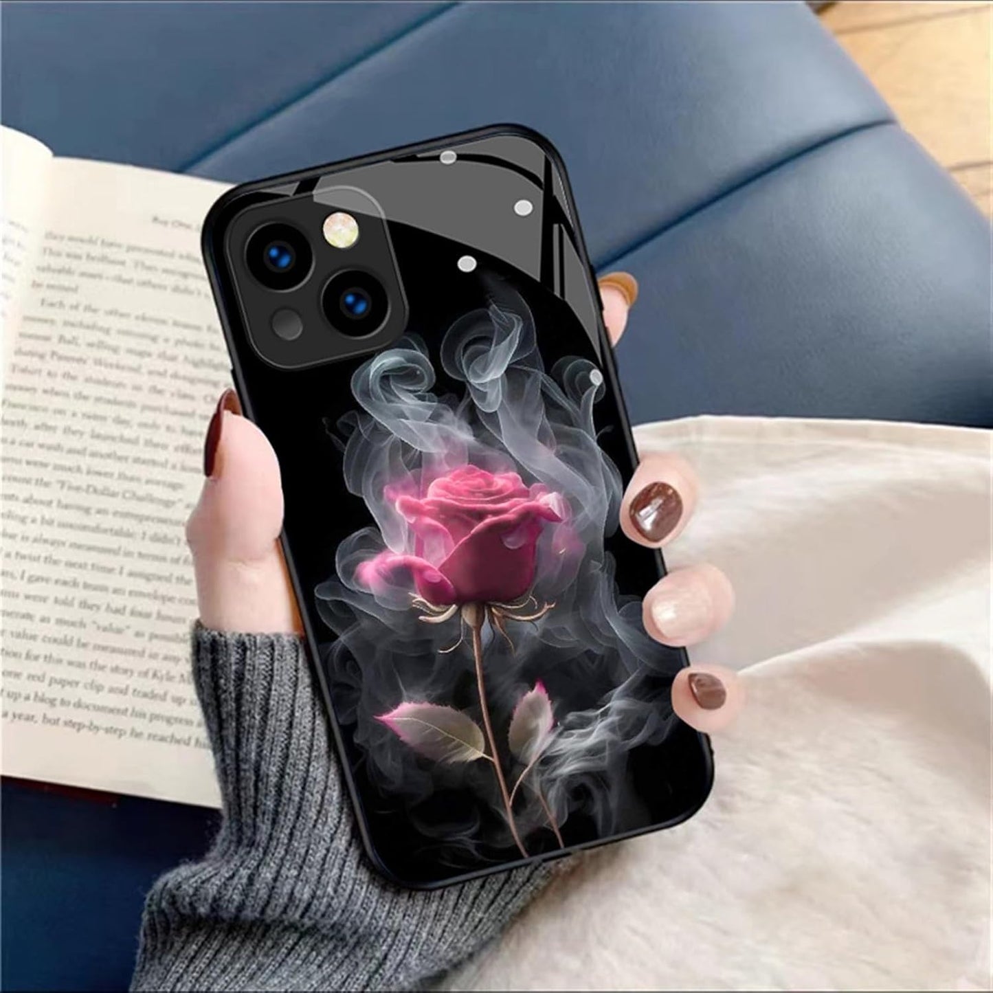 New Smoked red Rose Tempered Glass Suitable for iPhone