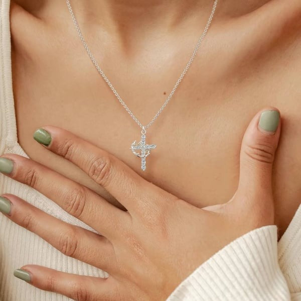 🎄Christmas Pre-sale🎁Paved Cross Rotated Crown Necklace