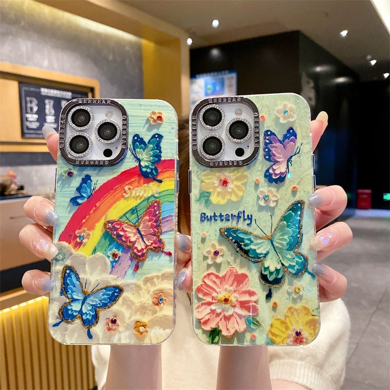 Rainbow butterfly phone case for iPhone 16/15/14/13/12/11