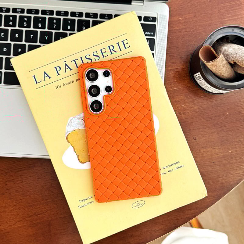 Premium Solid Color Woven Soft Leather Case