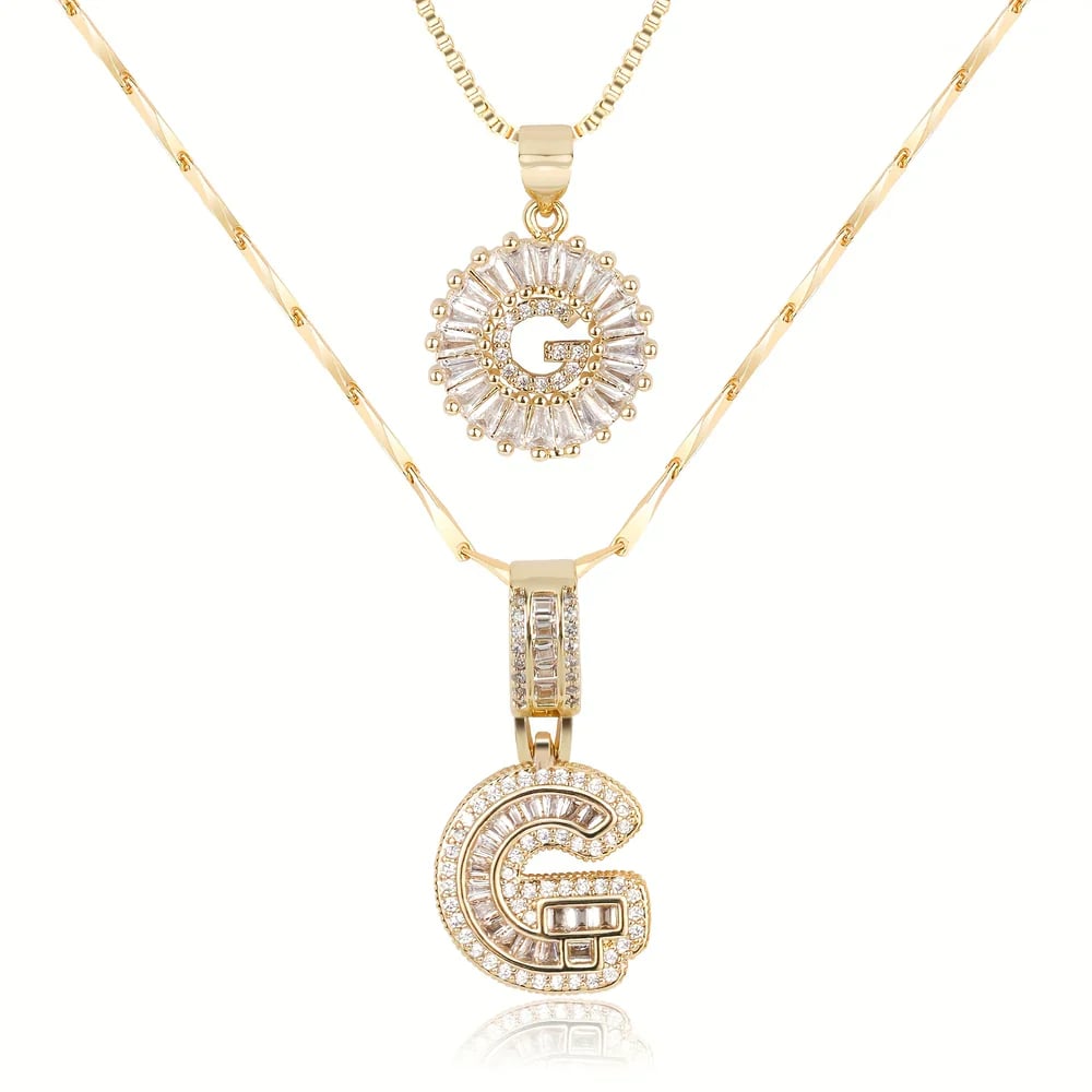 2 Pack - Initial Letter Pendant Necklaces