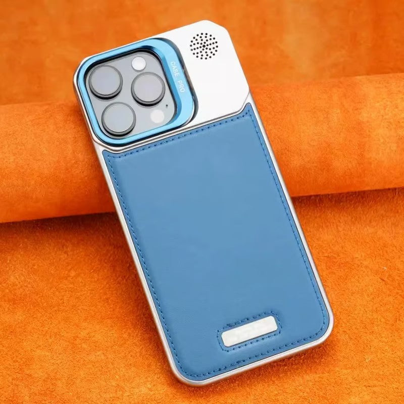 Frameless carbon fiber leather phone case with lens holder for iPhone 16/15/14/13/12 series