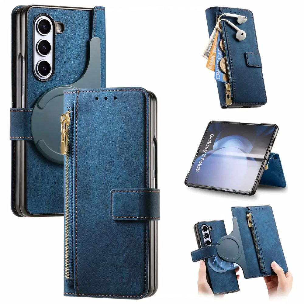 2 in1 Magnetic Zipper Leather Wallet Phone Case