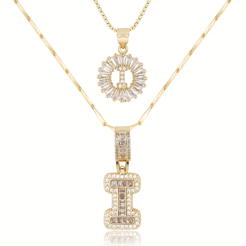 2 Pack - Initial Letter Pendant Necklaces