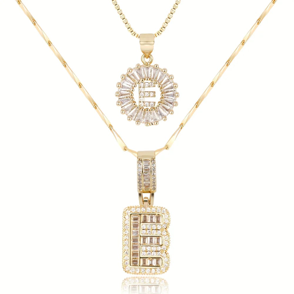 2 Pack - Initial Letter Pendant Necklaces