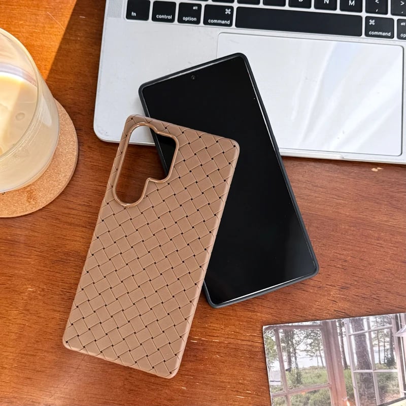 Premium Solid Color Woven Soft Leather Case
