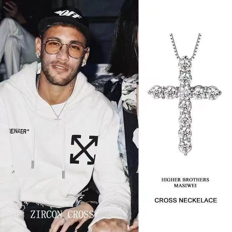 Easter promo - GRA certification-Buy 1 Take 1-Moissanite Inlaid Silver Cross Necklace-Necklace adjustable Size