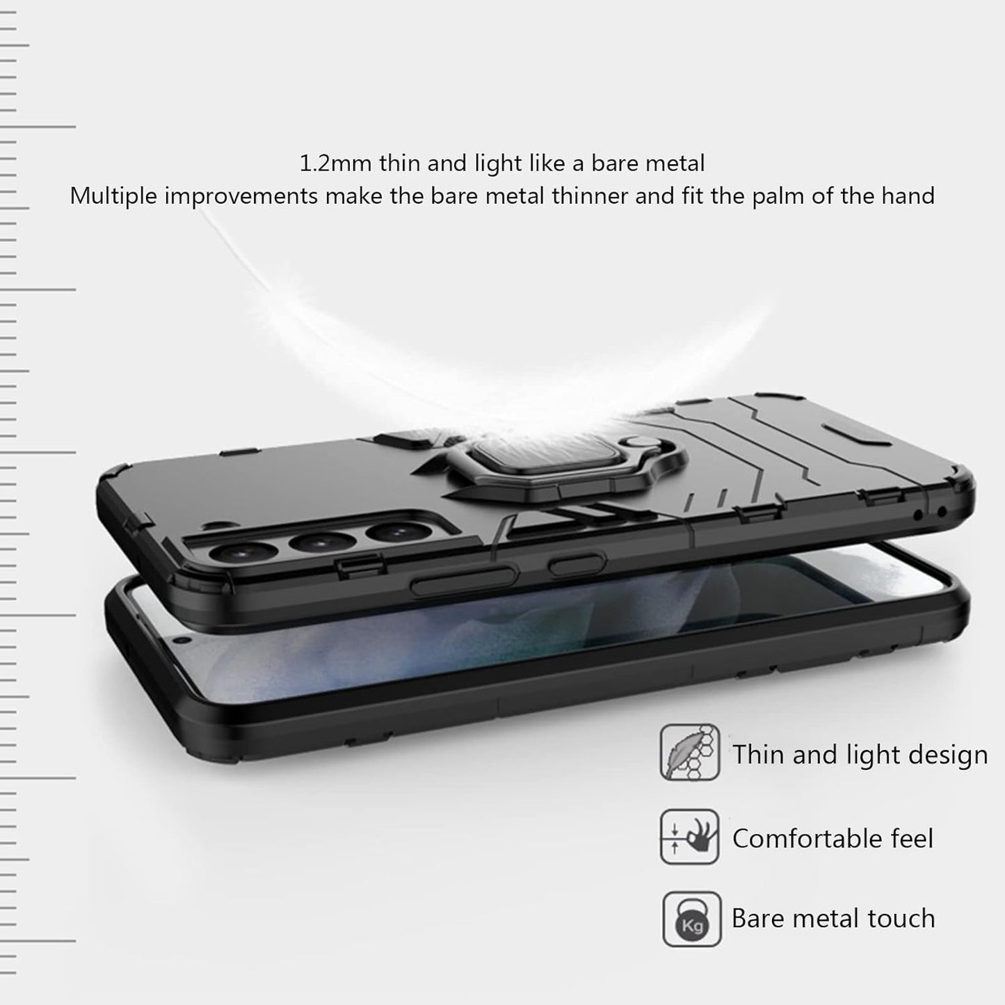 Ultra Thin Heavy Duty Military Grade Shockproof Case with Kickstand Ring Support Magnetic Car Mount For Samsung Galaxy A55/A54