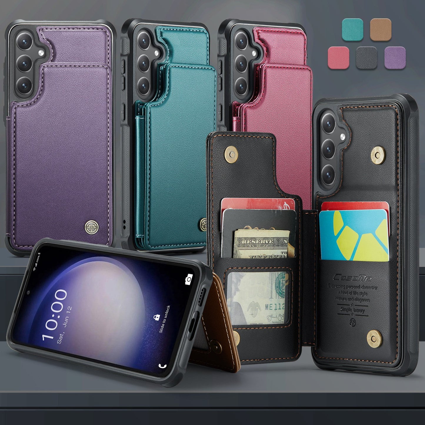 Multifunctional Anti-theft Brush Business Leather Case For Samsung A16