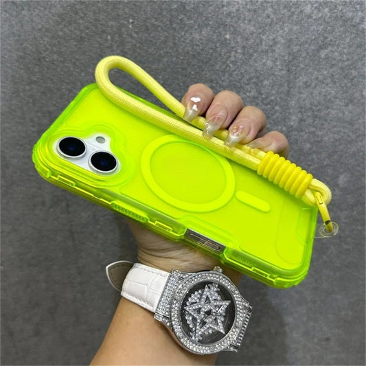 Magsafe Colourful Wrist Strap Lanyard Matte Case For iPhone