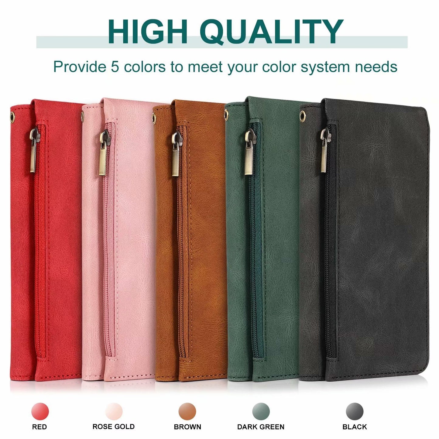 Leather Zipper Wallet Phone Case For Samsung A15