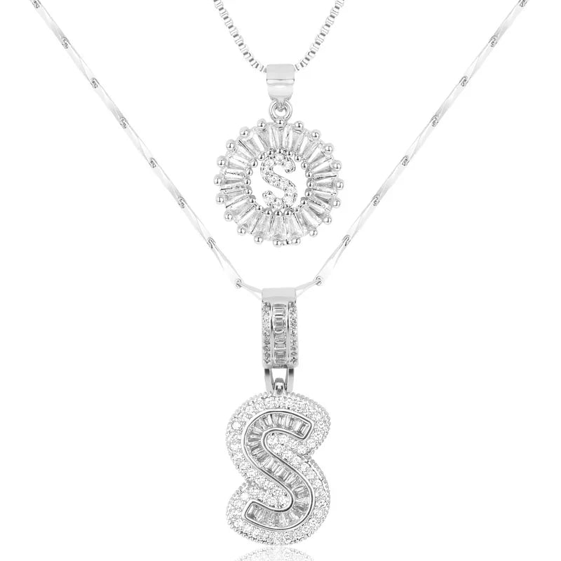 2 Pack - Initial Letter Pendant Necklaces
