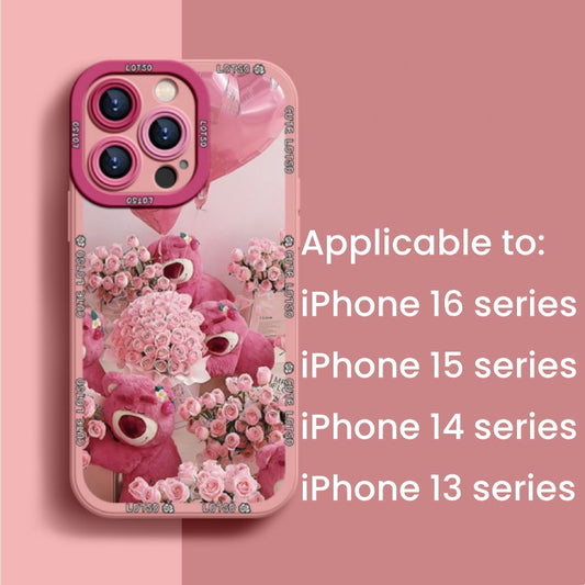 New silicone strawberry bear high-end anti-fall cute mobile phone case