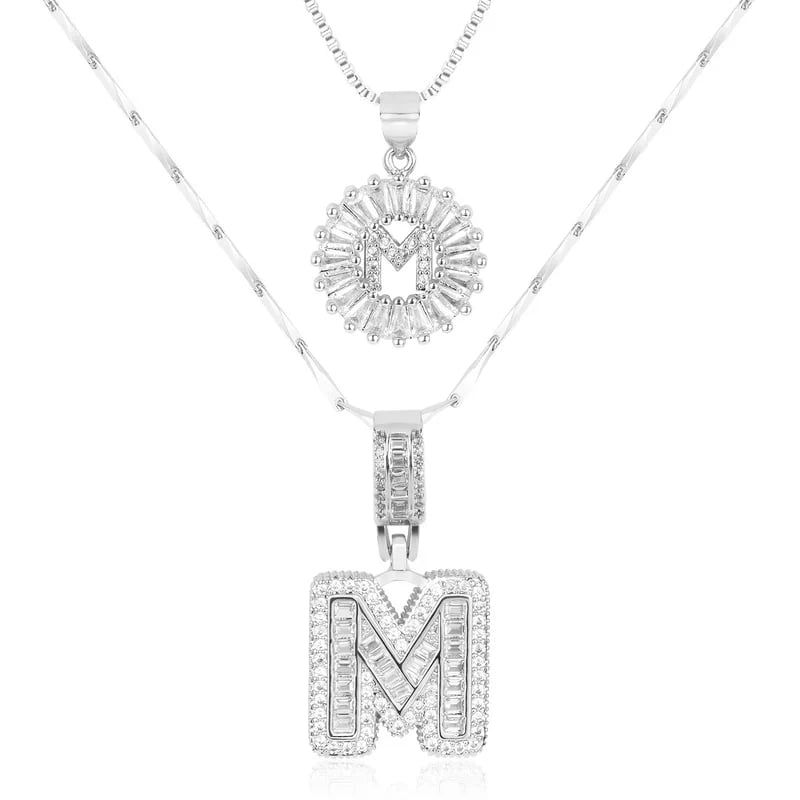 2 Pack - Initial Letter Pendant Necklaces
