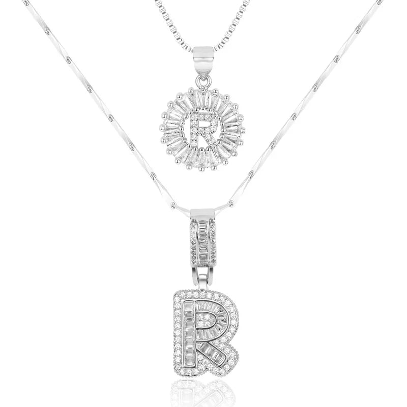 2 Pack - Initial Letter Pendant Necklaces