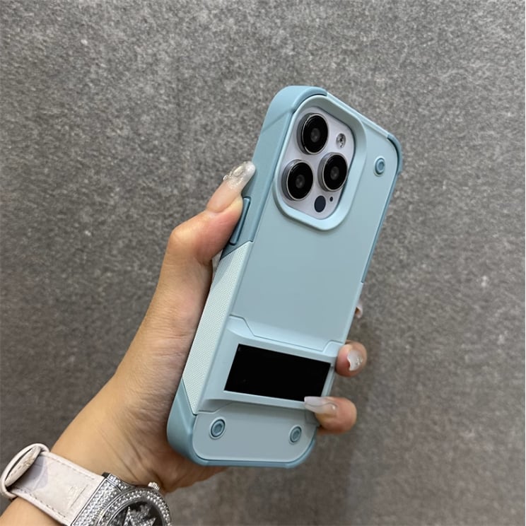 Premium Solid Color Phone Case with Built-in Stand, Enhanced Drop Protection & Raised Edges for Camera and Screen