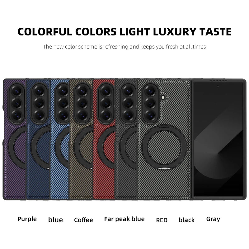 Carbon Fiber Texture Case with 360° Magnetic Ring Stand | Samsung Galaxy Z Fold Series