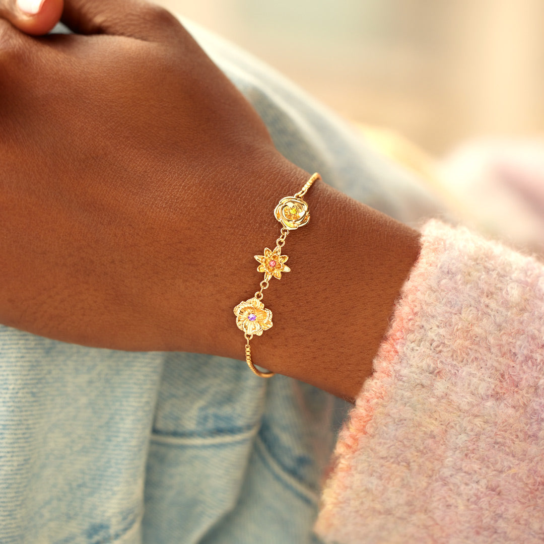 🎄Christmas Pre-sale🎁1-10 Three-Dimensional Birth Flowers Bracelet