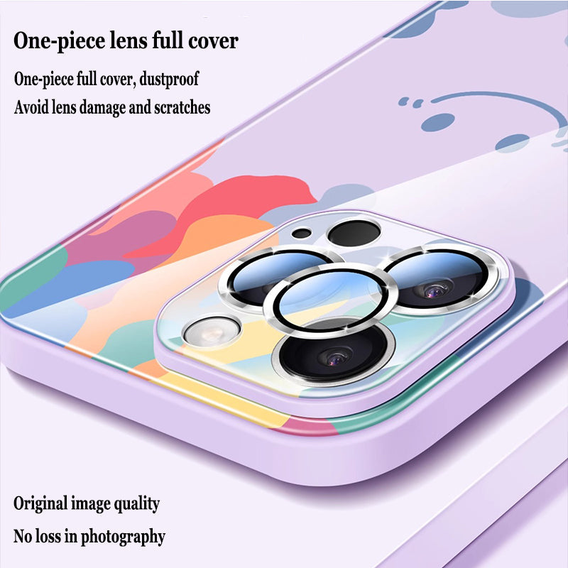 Cute Smiley Liquid Glass Magnetic Holder Phone Case For iPhone