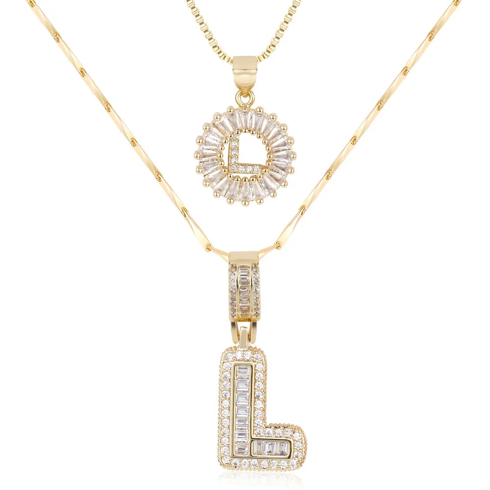 2 Pack - Initial Letter Pendant Necklaces