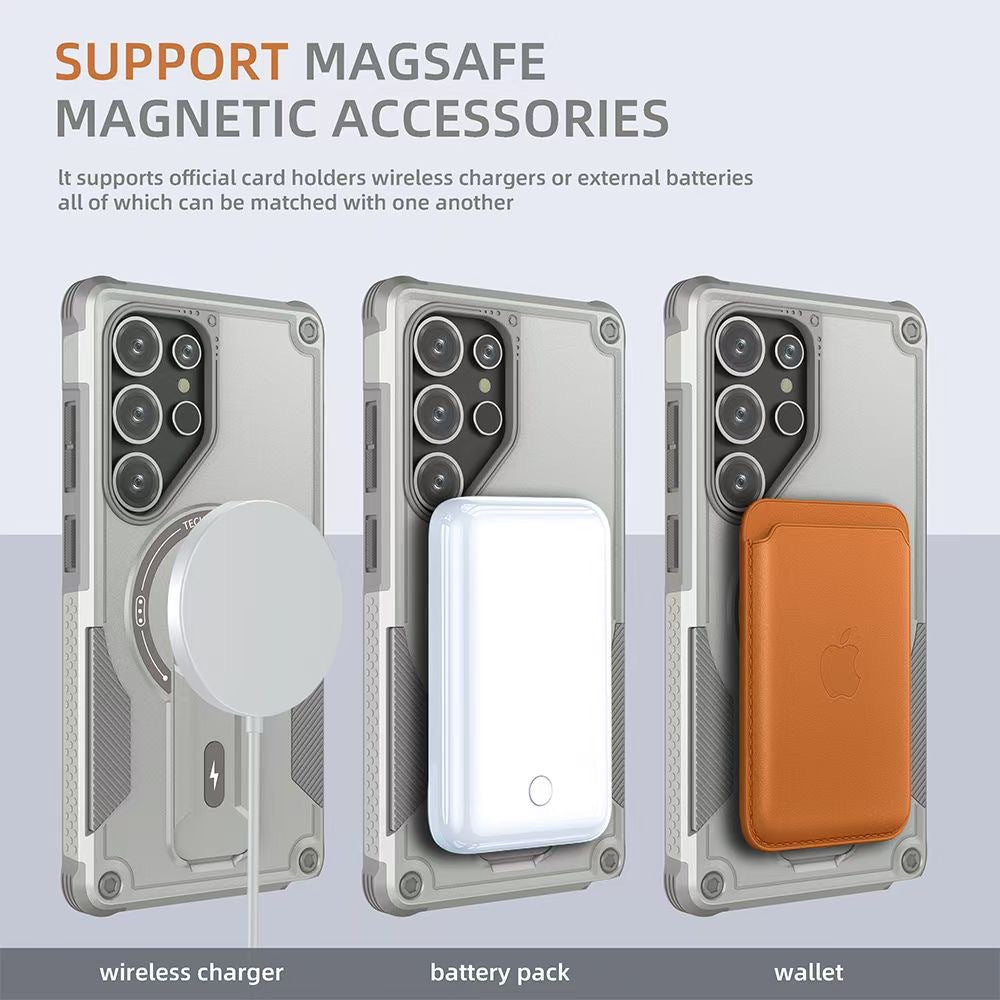 Outdoor Sports Magnetic Stand Case with Long Strap for Samsung