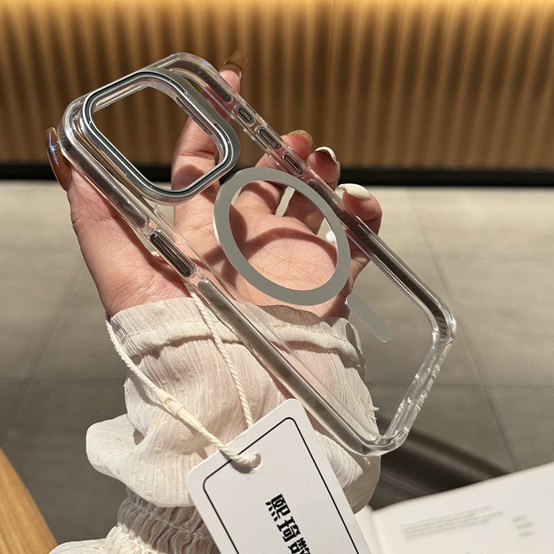 Transparent Two-color Magnetic Lens Holder Phone Case