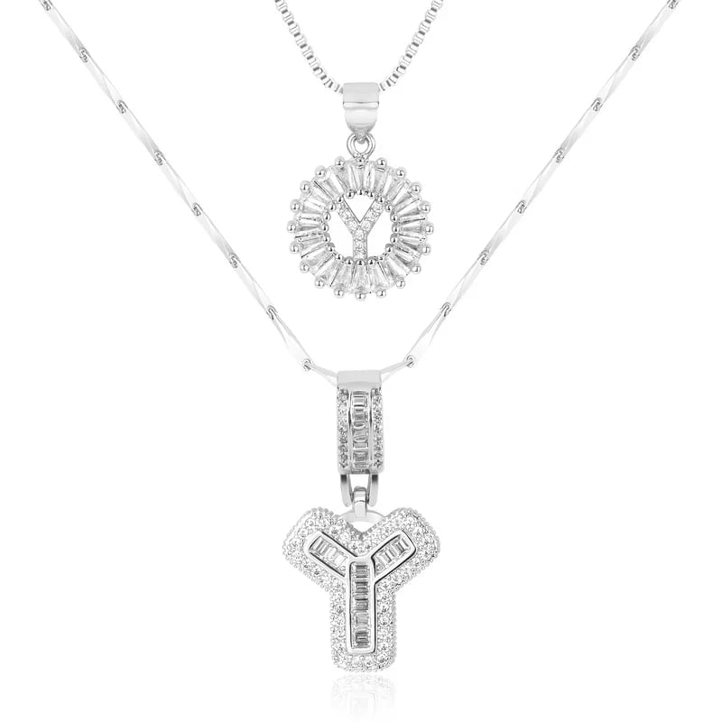 2 Pack - Initial Letter Pendant Necklaces