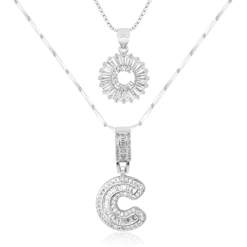 2 Pack - Initial Letter Pendant Necklaces