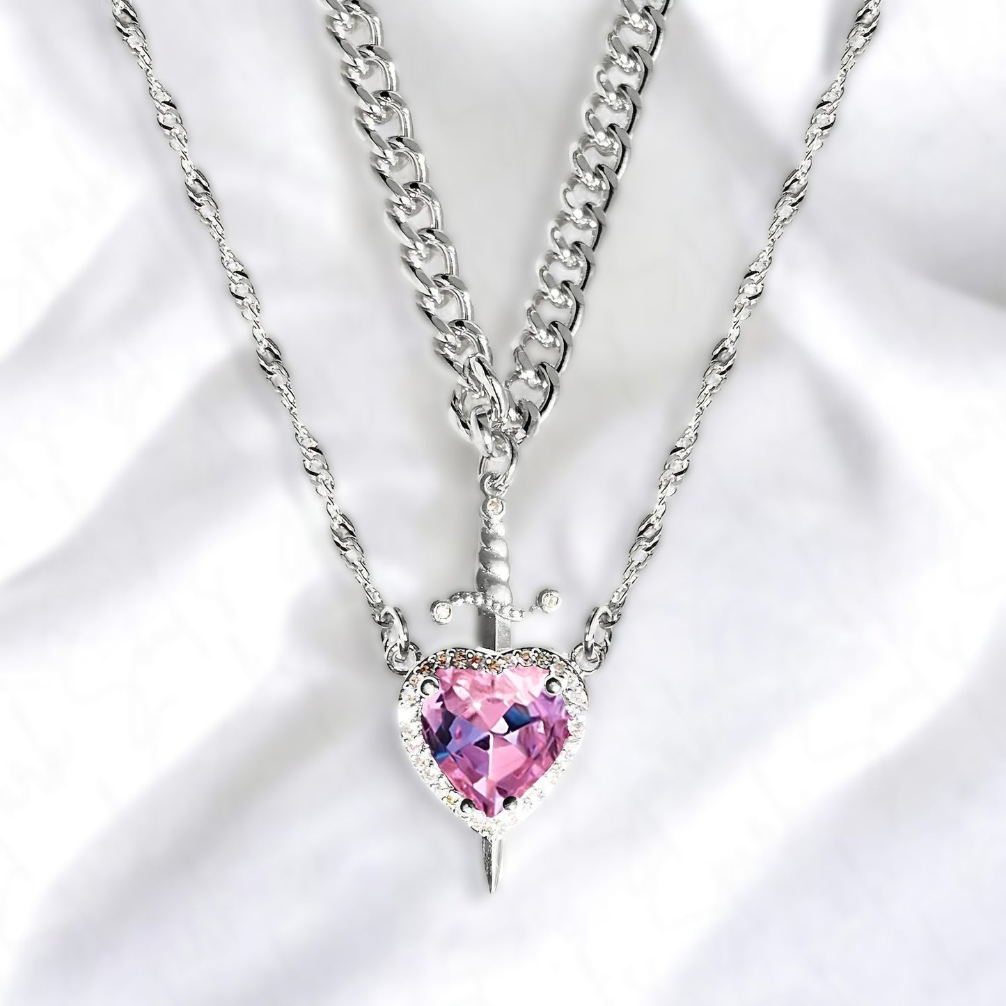 🌹Valentine's Day sale💝Heart and Sword Pendant Necklace - Couple Necklaces