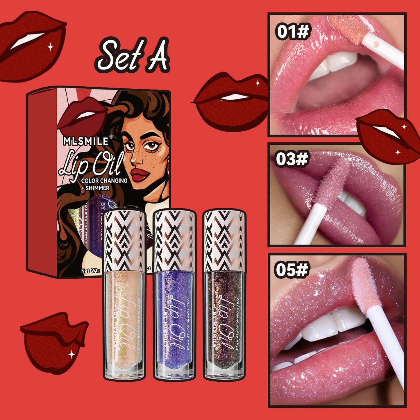 💝MLSMILE Pearlescent Color Changing Lip Gloss