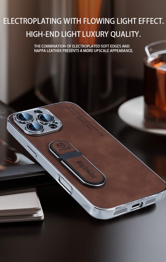 Plain leather ring holder mobile phone case suitable for Apple series