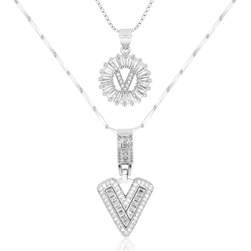 2 Pack - Initial Letter Pendant Necklaces