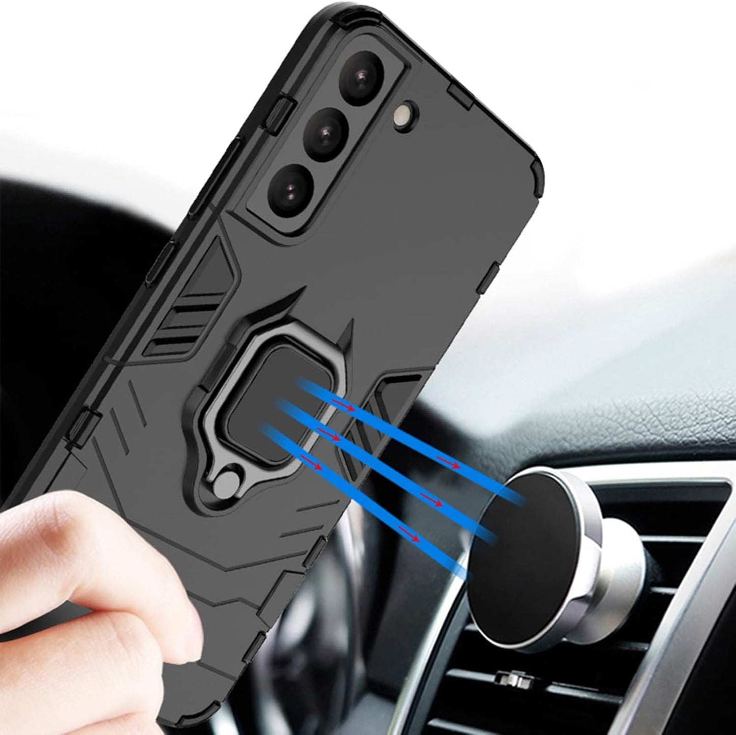 Ultra Thin Heavy Duty Military Grade Shockproof Case with Kickstand Ring Support Magnetic Car Mount For Samsung Galaxy A55/A54