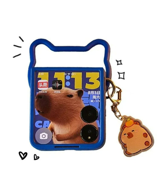 Cartoon Portable Cat Phone Case for Galaxy Z Flip6/Flip5/Flip4/Flip3
